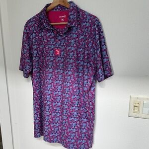 Bogey brothers Blue and Pink Patterned Polo Shirt